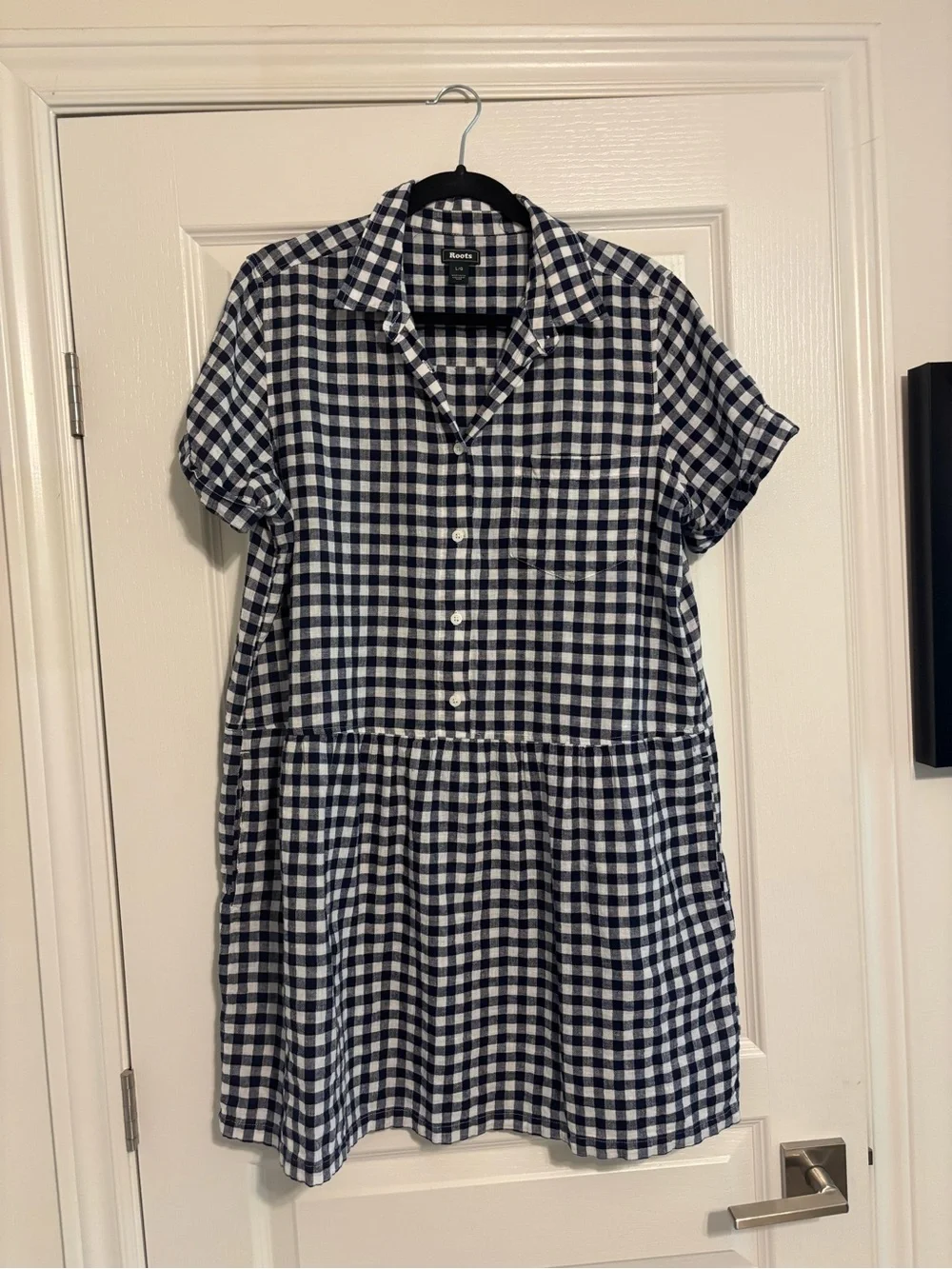 Roots Navy and White Gingham Short-Sleeve Shirt Dress - Picture 2 of 2